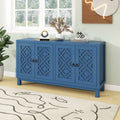 Large Storage Space Sideboard, 4 Door Buffet Cabinet With Pull Ring Handles For Living Room, Dining Room Navy Navy Mdf