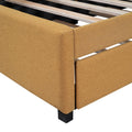 Upholstered Daybed With Trundle Twin Size Sofa Bed Frame No Box Spring Needed, Linen Fabric Yellow Yellow Linen