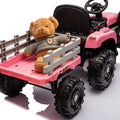 Ride On Tractor With Trailer,12V Battery Powered Electric Tractor Toy W Remote Control,Electric Car For Kids,Three Speed Adjustable,Power Display, Usb,Mp3 ,Bluetooth,Led Light,Two Point Safety Belt Pink Plastic