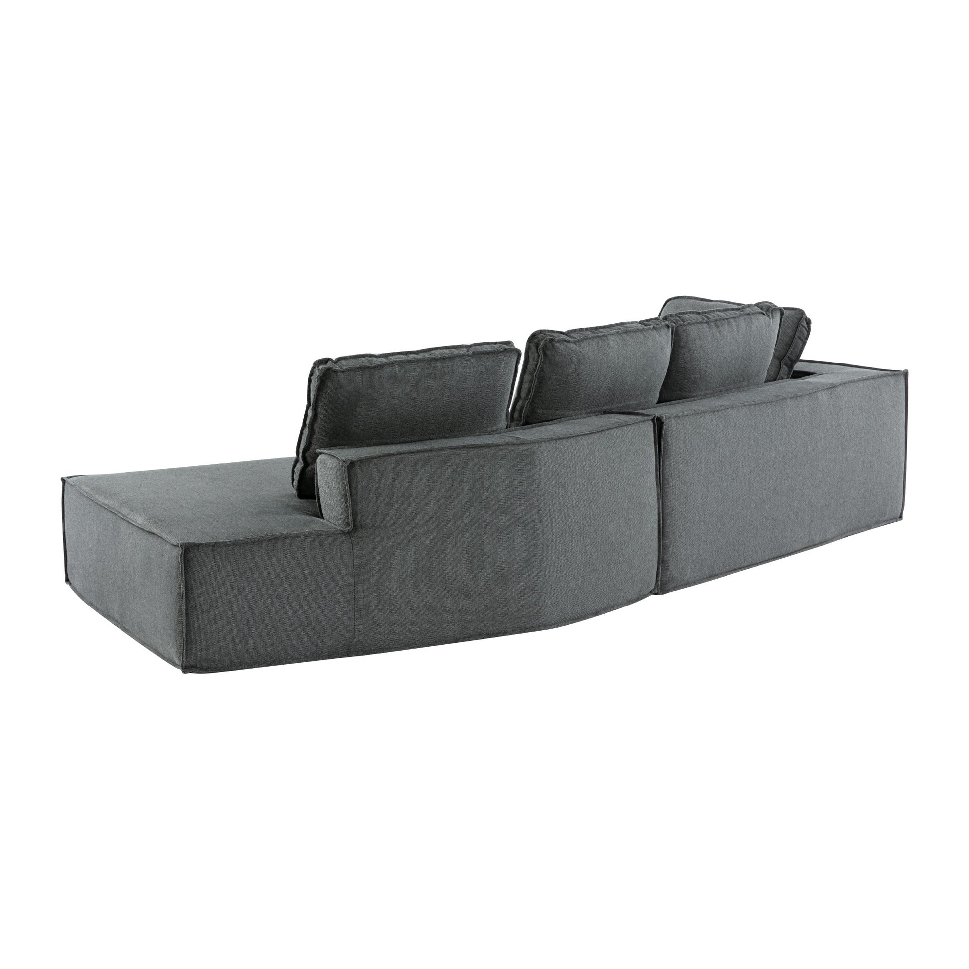 125" Stylish Chaise Lounge Modern Indoor Lounge Sofa Sleeper Sofa With Clean Lines For Living Room, Grey Grey Chenille 2 Seat