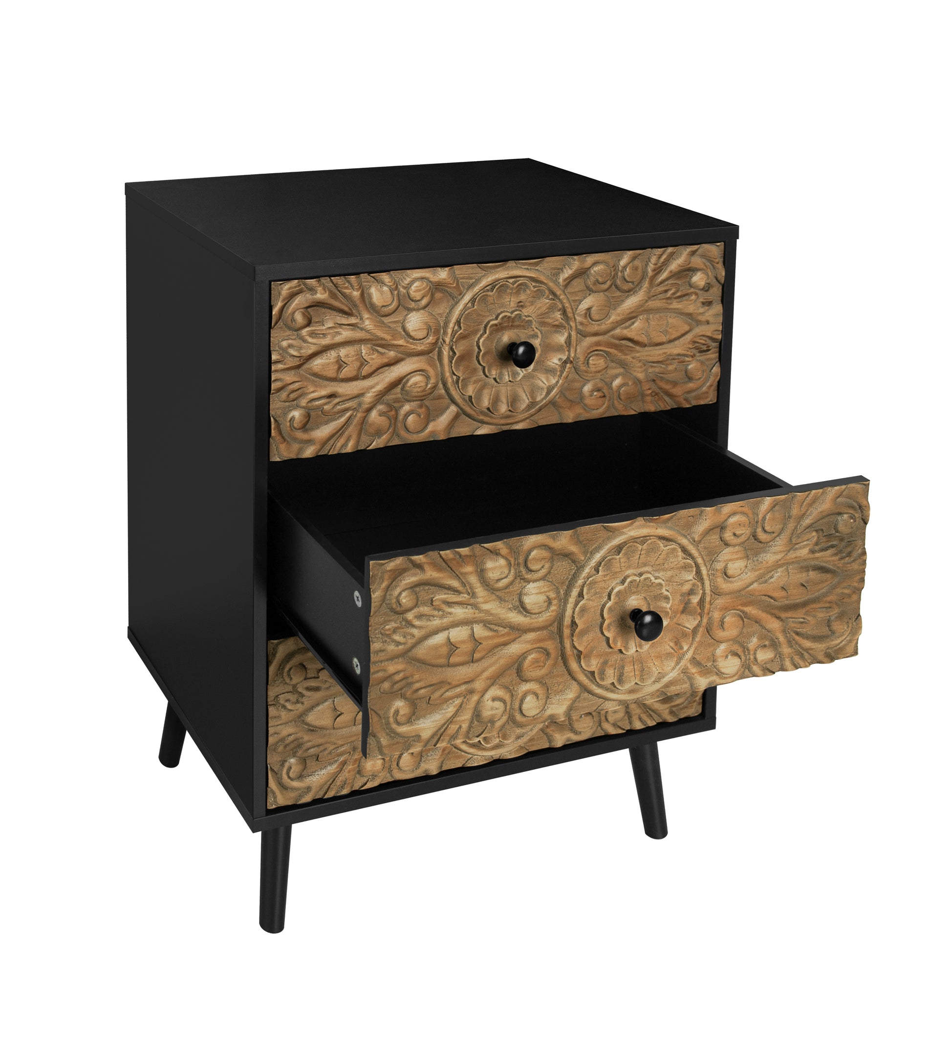 3 Drawer Cabinet, American Furniture,Suitable For Bedroom, Living Room, Study Black Mdf