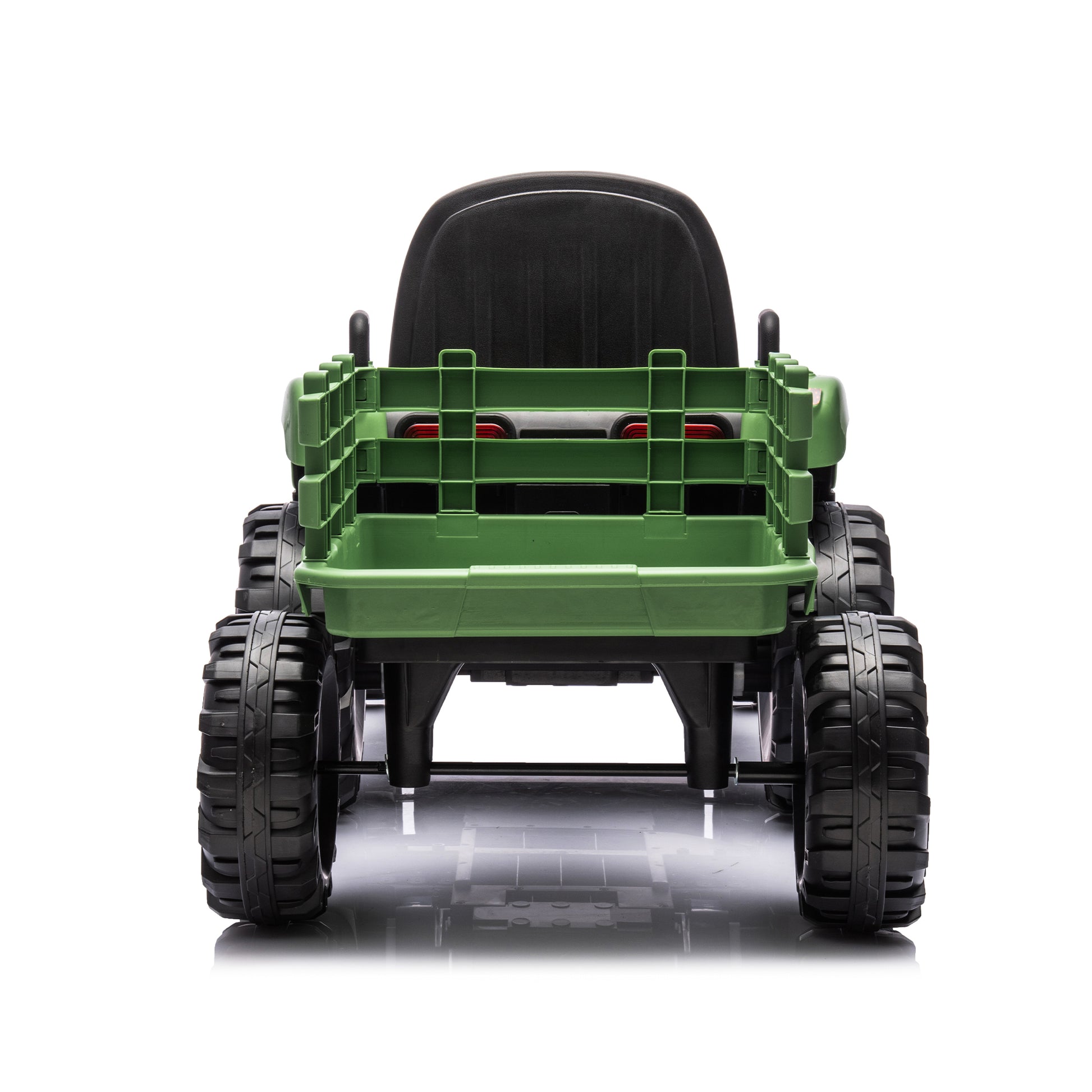 Ride On Tractor2.0 With Trailer,24V Battery Powered Electric Tractor Toy, 200W*2Motor 1.86 4.97Mph Remote Control,Electric Car For Kids,Three Speed Adjustable,Usb,Mp3 ,Bluetooth,Led Light, Safety Belt Emerald Plastic