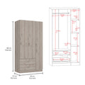 Three Door Armoire Clark, Bedroom, Light Gray Light Gray Particle Board Engineered Wood