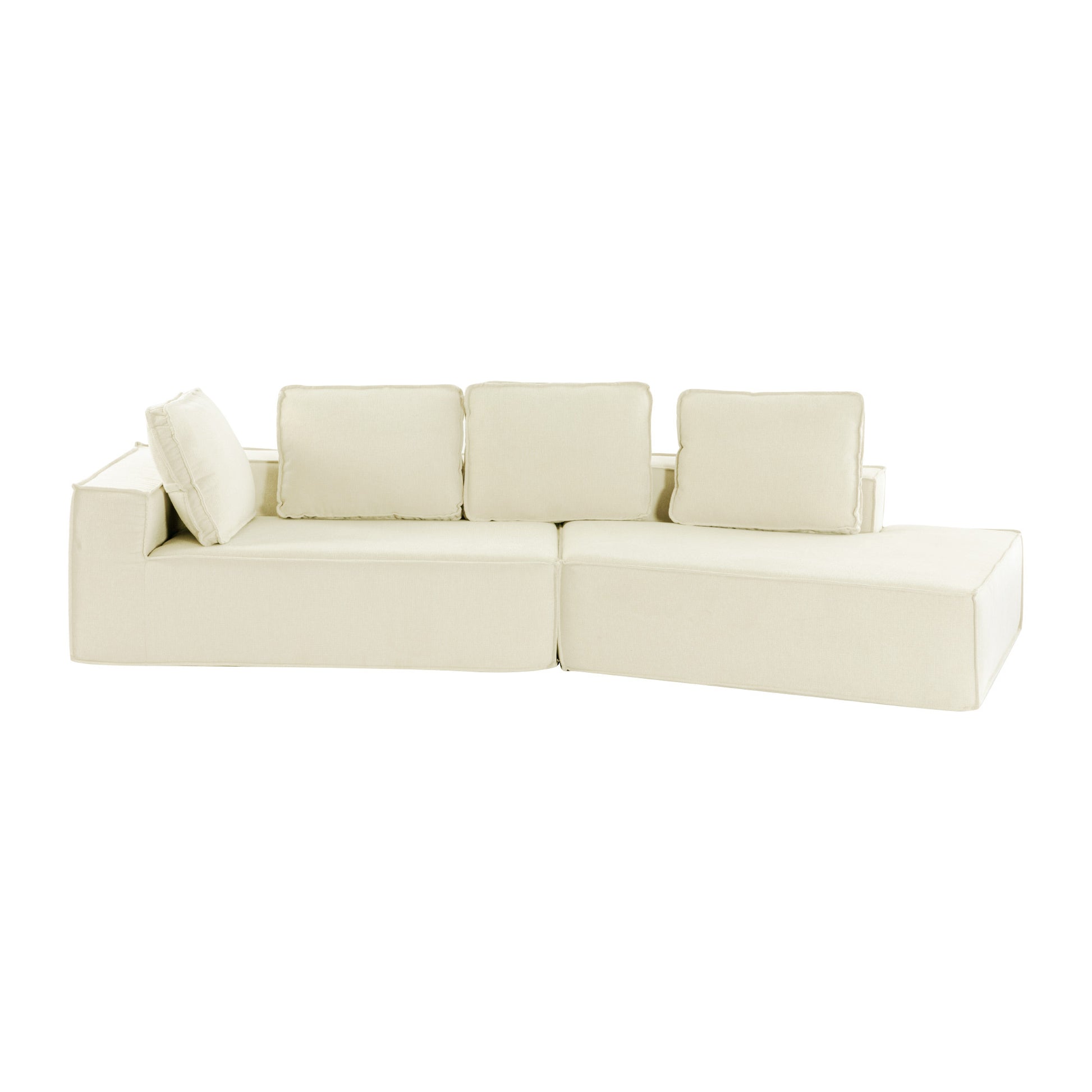 125" Stylish Chaise Lounge Modern Indoor Lounge Sofa Sleeper Sofa With Clean Lines For Living Room, Beige Beige Chenille 2 Seat