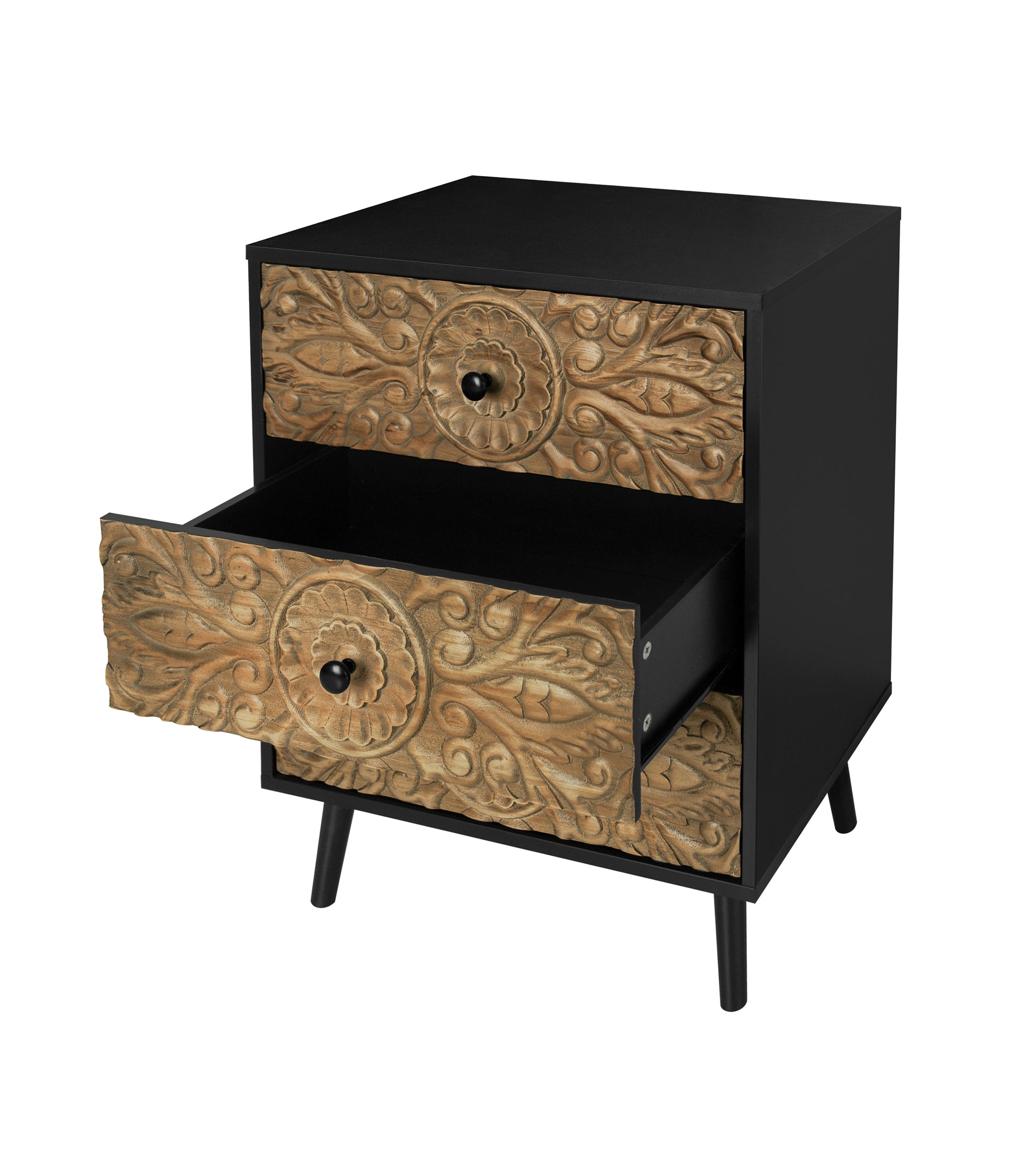 3 Drawer Cabinet, American Furniture,Suitable For Bedroom, Living Room, Study Black Mdf