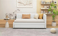 Upholstered Daybed With Trundle Twin Size Sofa Bed Frame No Box Spring Needed, Linen Fabric Beige Beige Linen