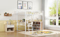 Full Size Metal Loft Bed With 3 Layers Of Shelves And L Shaped Desk, White White Metal