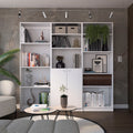 Utah 3 Piece Living Room Set With 3 Bookcases, White White Particle Board Engineered Wood