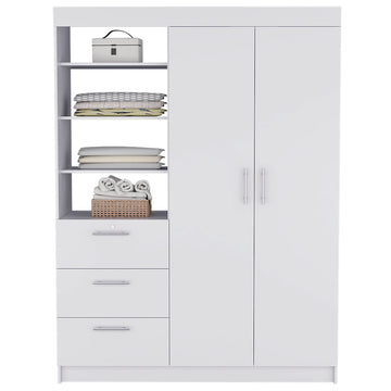 Armoire Rumanu, Bedroom, White White Particle Board Engineered Wood