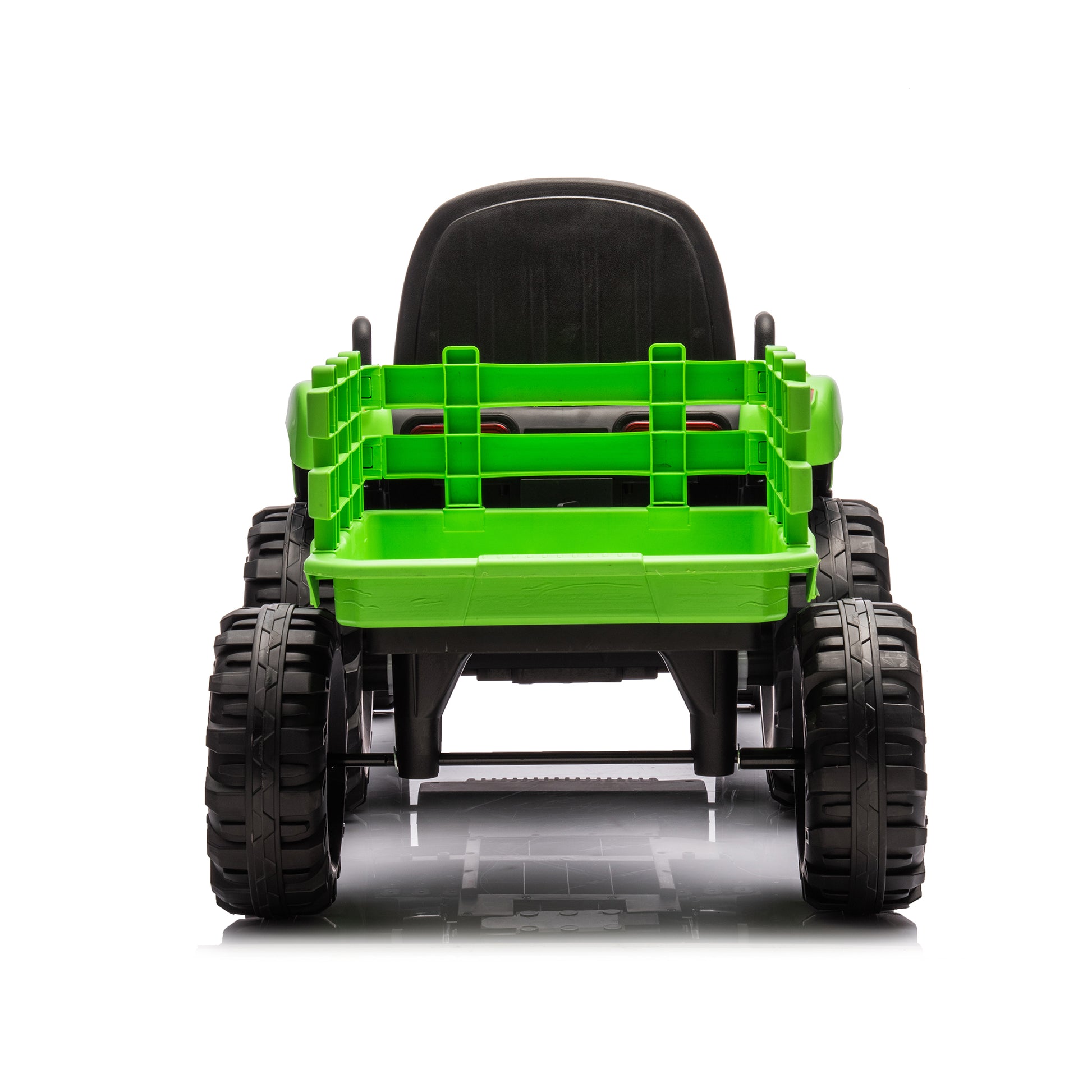 Ride On Tractor With Trailer,12V Battery Powered Electric Tractor Toy W Remote Control,Electric Car For Kids,Three Speed Adjustable,Power Display, Usb,Mp3 ,Bluetooth,Led Light,Two Point Safety Belt Green Plastic