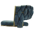 Bar Chair Suede Woven Bar Stool Set Of 4,Golden Legs Barstools No Adjustable Kitchen Island Chairs,360 Swivel Bar Stools Upholstered Bar Chair Counter Stool Arm Chairs With Back Footrest, Blue Metal Blue Kitchen Dining Chairs Foam Technical Leather