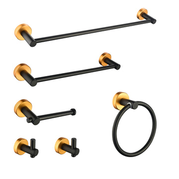 6 Piece Bathroom Towel Rack Set Wall Mount Gold Matte Black Aluminium