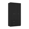 Three Door Armoire Clark, Bedroom, Black Black Particle Board Engineered Wood