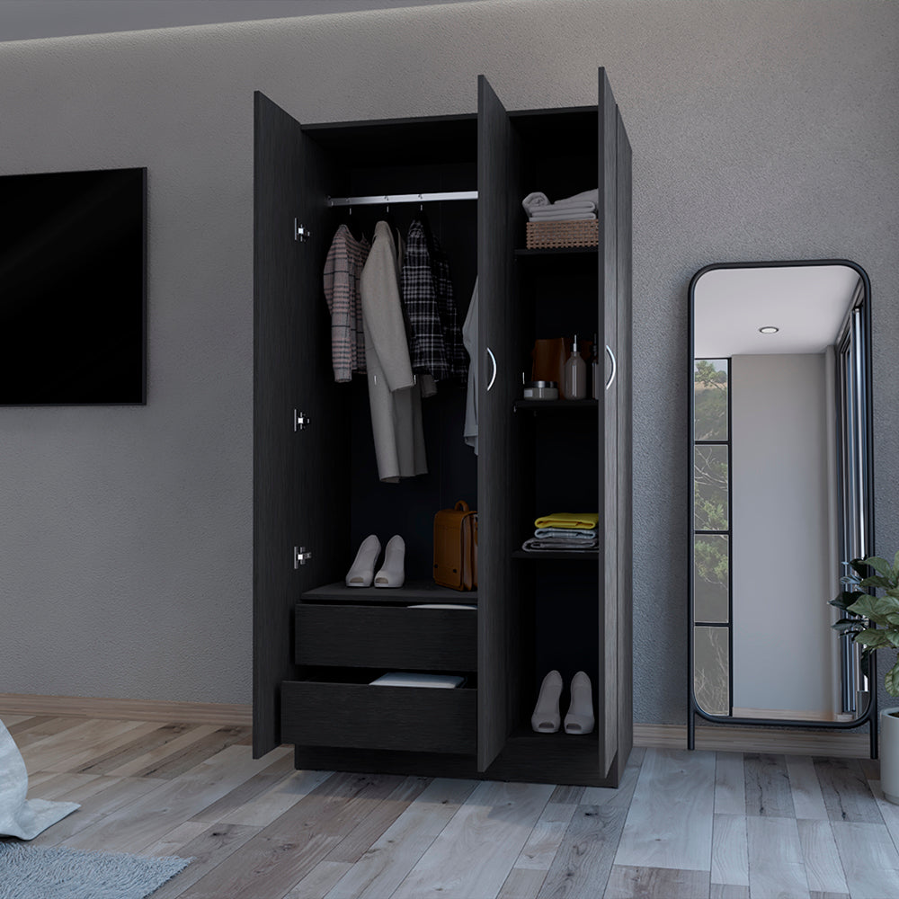 Wardrobe Erie, Bedroom, Black Black Particle Board Engineered Wood