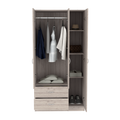 Three Door Armoire Clark, Bedroom, Light Gray Light Gray Particle Board Engineered Wood