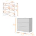 Lewes 2 Piece Bedroom Set, Dresser Armoire, White White Particle Board Engineered Wood