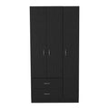 Three Door Armoire Clark, Bedroom, Black Black Particle Board Engineered Wood