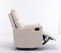 038 Cotton Linen Fabric Swivel Rocking Chair Glider Rocker Recliner Nursery Chair With Adjustable Back And Footrest For Living Room Indoor,Beige Beige Cotton Manual Handle Metal Primary Living Space Soft Tufted Back Modern Foam Cotton Linen