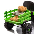 Ride On Tractor With Trailer,12V Battery Powered Electric Tractor Toy W Remote Control,Electric Car For Kids,Three Speed Adjustable,Power Display, Usb,Mp3 ,Bluetooth,Led Light,Two Point Safety Belt Green Plastic