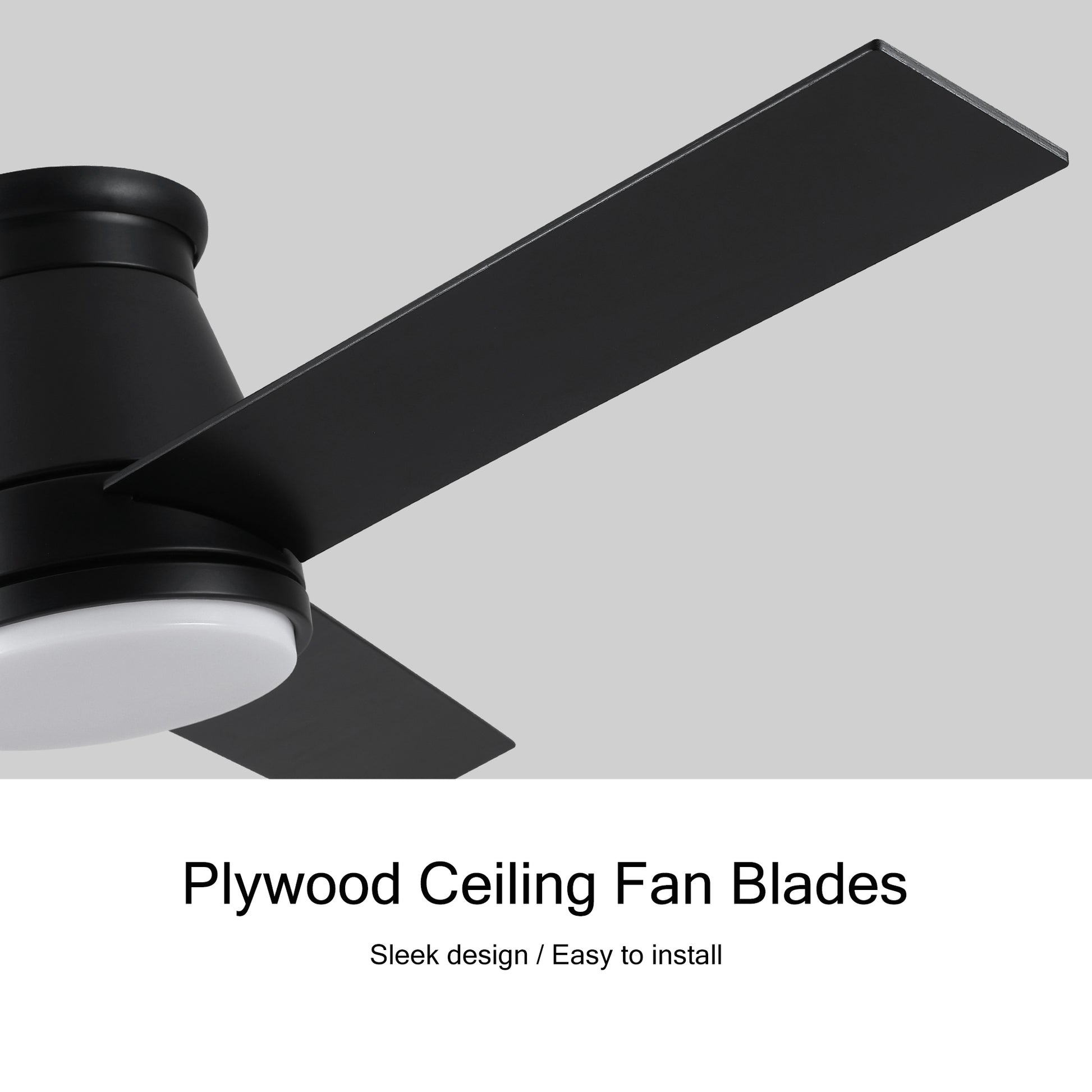 48" Black Lowe Profile Ceiling Fan With Light Black Plywood