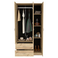 Three Door Armoire Clark, Bedroom, Light Oak Black Light Oak Particle Board Engineered Wood