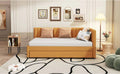 Upholstered Daybed With Trundle Twin Size Sofa Bed Frame No Box Spring Needed, Linen Fabric Yellow Yellow Linen