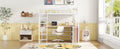 Full Size Metal Loft Bed With 3 Layers Of Shelves And L Shaped Desk, White White Metal