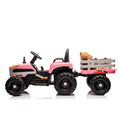 Ride On Tractor With Trailer,24V Battery Powered Electric Tractor Toy, 200W*2Motor 1.86 4.97Mph Remote Control,Electric Car For Kids,Three Speed Adjustable,Usb,Mp3 ,Bluetooth,Led Light, Safety Belt