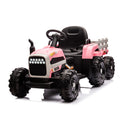 Ride On Tractor With Trailer,24V Battery Powered Electric Tractor Toy, 200W*2Motor 1.86 4.97Mph Remote Control,Electric Car For Kids,Three Speed Adjustable,Usb,Mp3 ,Bluetooth,Led Light, Safety Belt