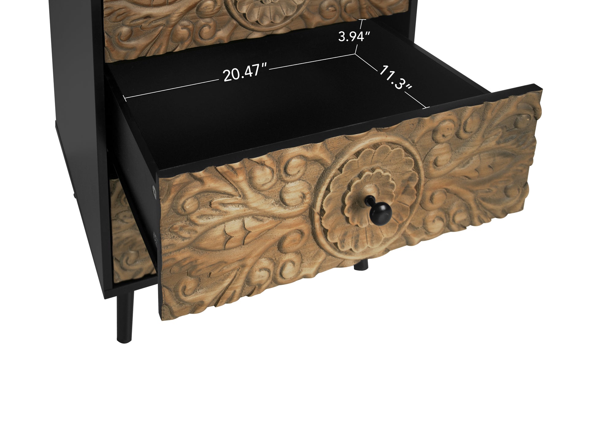 3 Drawer Cabinet, American Furniture,Suitable For Bedroom, Living Room, Study Black Mdf