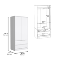 Lewes 2 Piece Bedroom Set, Dresser Armoire, White White Particle Board Engineered Wood