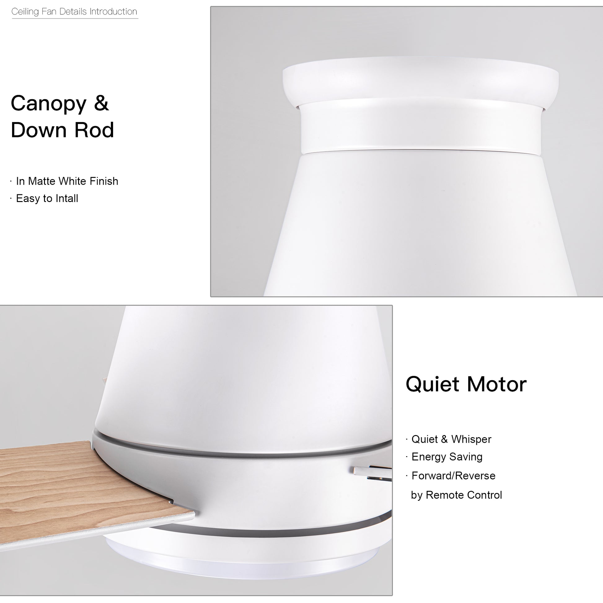 48" White Blades Lowe Profile Ceiling Fans With Light White American Traditional,Modern Plywood