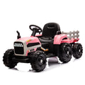 Ride On Tractor With Trailer,12V Battery Powered Electric Tractor Toy W Remote Control,Electric Car For Kids,Three Speed Adjustable,Power Display, Usb,Mp3 ,Bluetooth,Led Light,Two Point Safety Belt Pink Plastic