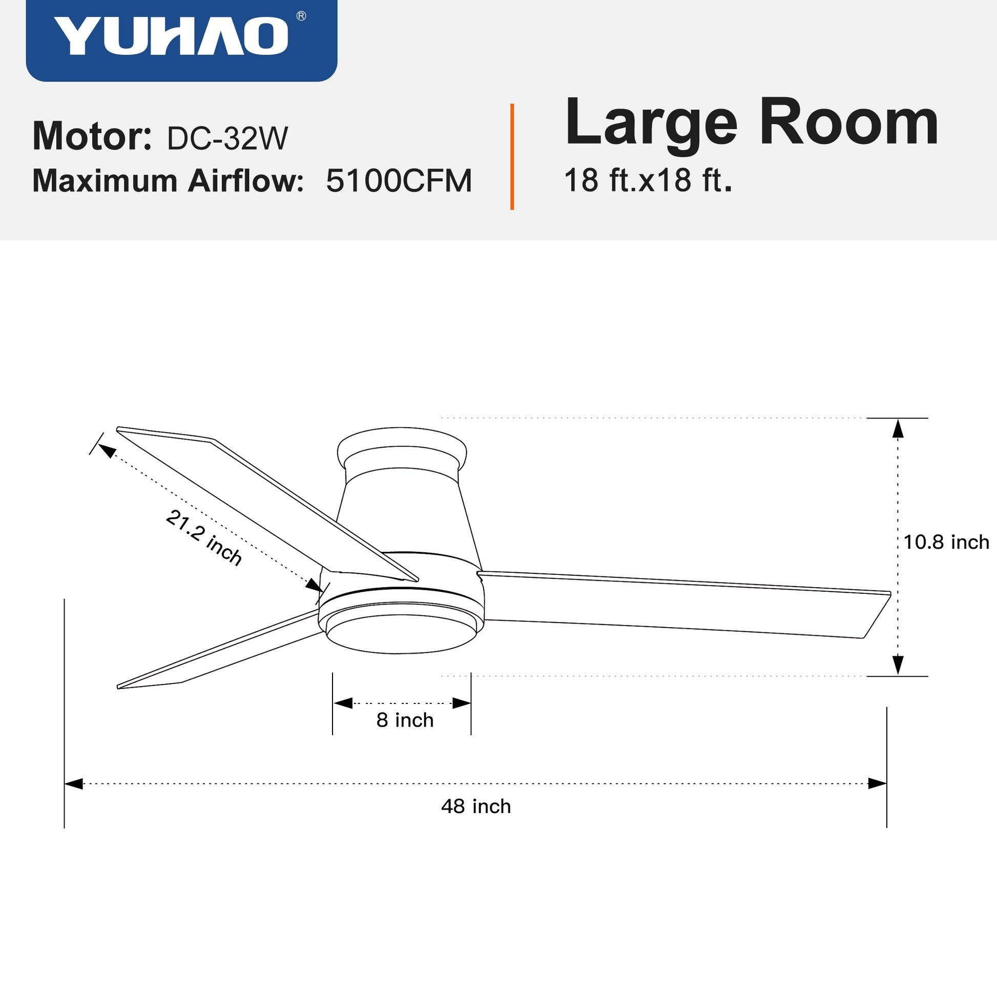 48" Black Lowe Profile Ceiling Fan With Light Black Plywood