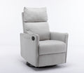 038 Cotton Linen Fabric Swivel Rocking Chair Glider Rocker Recliner Nursery Chair With Adjustable Back And Footrest For Living Room Indoor,Light Gray Light Gray Cotton Manual Handle Metal Primary Living Space Soft Tufted Back Modern Foam Cotton