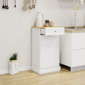 One Drawers And One Compartment Tilt Out Trash Cabinet Kitchen Trash Cabinet White White Mdf