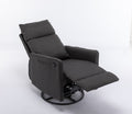 038 Cotton Linen Fabric Swivel Rocking Chair Glider Rocker Recliner Nursery Chair With Adjustable Back And Footrest For Living Room Indoor,Dark Gray Dark Gray Cotton Manual Handle Metal Primary Living Space Soft Tufted Back Modern Foam Linen