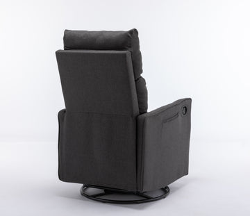 038 Cotton Linen Fabric Swivel Rocking Chair Glider Rocker Recliner Nursery Chair With Adjustable Back And Footrest For Living Room Indoor,Dark Gray Dark Gray Cotton Manual Handle Metal Primary Living Space Soft Tufted Back Modern Foam Linen