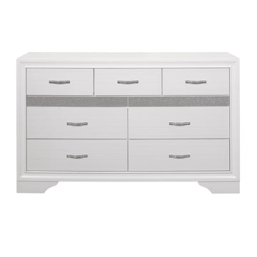 Modern Glam Dresser Of 7 Drawers White And Silver Glitter Hidden Jewelry Drawers Ball Bearing Glides Modern Wooden Bedroom Furniture Silver White Bedroom Contemporary,Modern Wood