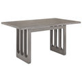 Wood Dining Table Set For 6, Farmhouse Rectangular Dining Table And 6 Upholstered Chairs Ideal For Dining Room, Kitchen Grey Beige Upholstered Chair Wood Grey Seats 6 Wood Dining Room Antique,Classic,Farmhouse Trestle Rectangular Dining Table With Chair