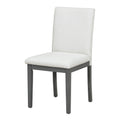 5 Piece Farmhouse Style Dining Table Set, Marble Sticker And Cross Bracket Pedestal Dining Table, And 4 Upholstered Chairs White Gray Upholstered Chair Wood White Gray Seats 4 Wood Dining Room Antique,Classic,Farmhouse Pedestal Round Dining Table With