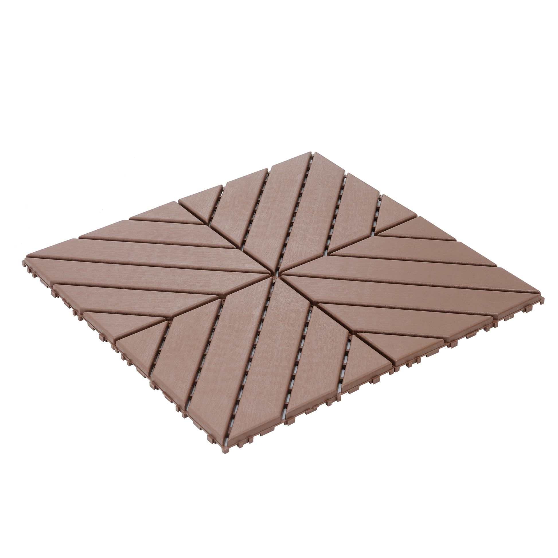 Plastic Interlocking Deck Tiles,44 Pack Patio Deck Tiles,12"X12" Square Waterproof Outdoor All Weather Use, Patio Decking Tiles For Poolside Balcony Backyard, Brown Brown Polypropylene