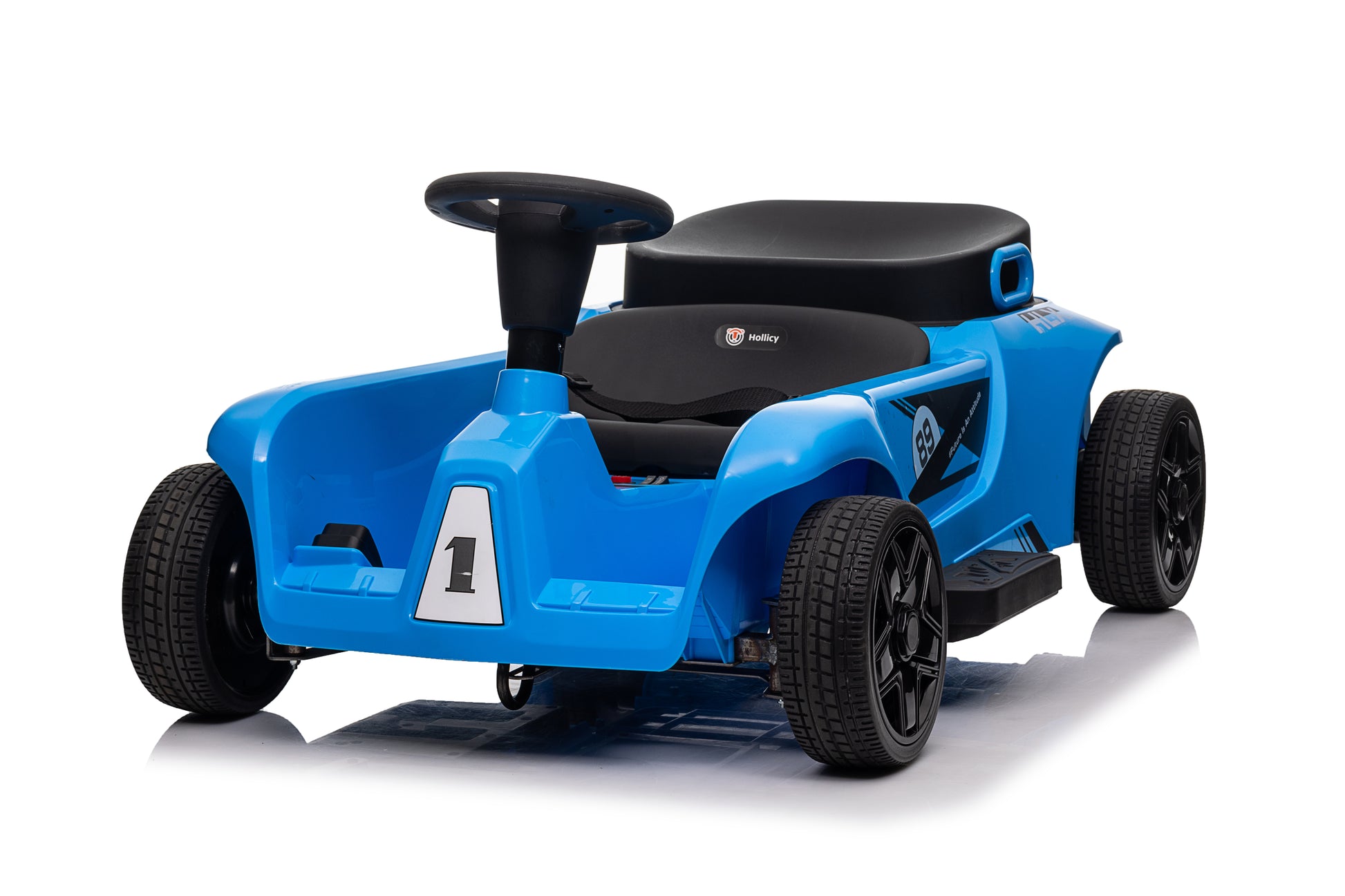 24V Electric Drifting Go Kart For Kids, Electric Ride On Toy W 85W*2 Motors, 8Mph Max Speed, Safety Belt, Music, Horn, Usb Blue Abs