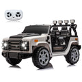 12V7A 30W*2 Four Wheel Drive Leather Seat One Button Start,Forward And Backward, High And Low Speed, Music, Front Light, Power Display, Two Doors Can Open, 2.4G R C, Seat Belt Four Wheel Absorber White Black 100 149 Lbs 5 To 8 Years Iron Plastic Outdoor