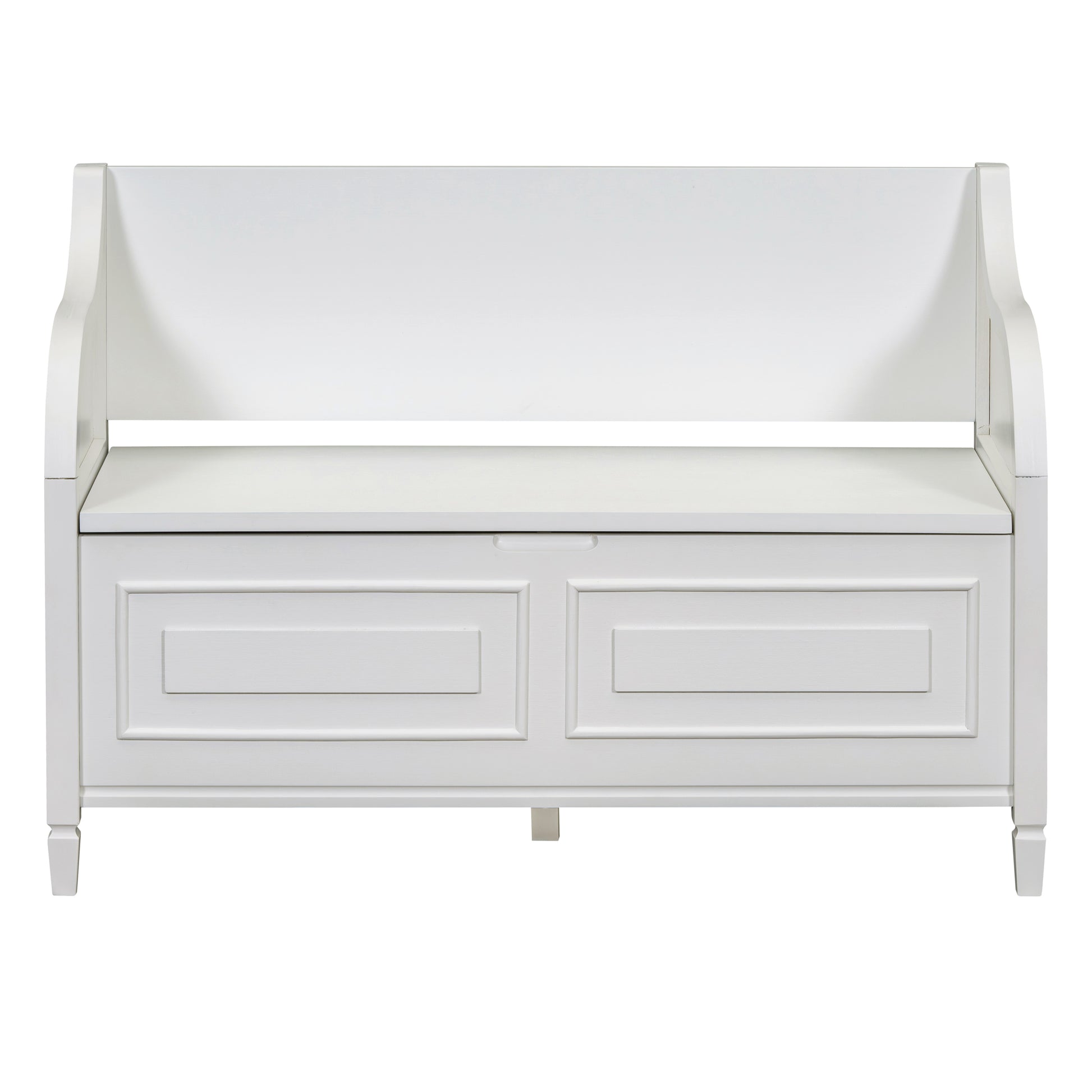 Rustic Style Solid Wood Entryway Multifunctional Storage Bench With Safety Hinge White Beige High Back White Primary Living Space Beige Mdf