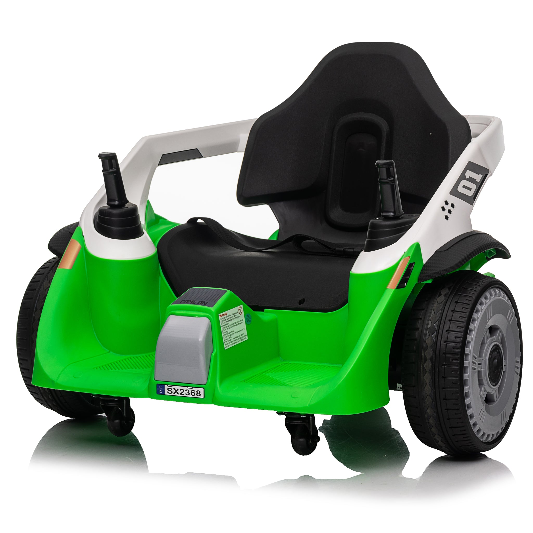 24V Electric Drifting Go Kart For Kids, Electric Ride On Toy W 85W*2 Motors, 8Mph Max Speed, Safety Belt, Music, Horn, Usb Green Abs