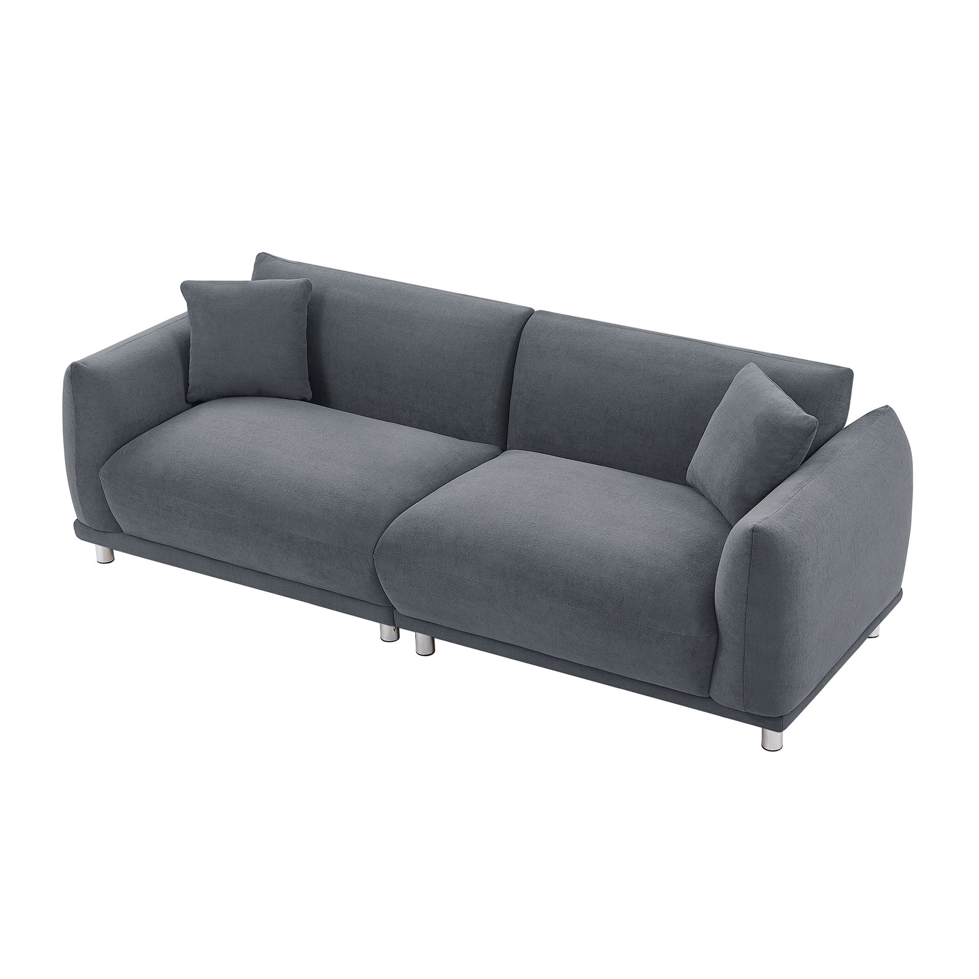 88.58" Sofa, Comfy Sofa Couch With Extra Deep Seats, Modern Sofa Bread Like Sofa With 2 Pillows And Metal Feet With Anti Skid Pads, Dark Grey. Dark Grey Polyester