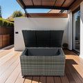 Outdoor Storage Box, 200 Gallon Wicker Patio Deck Boxes With Lid, Outdoor Cushion Storage For Kids Toys, Pillows, Towel Grey Modern Pe Rattan Iron Waterproof Fabric