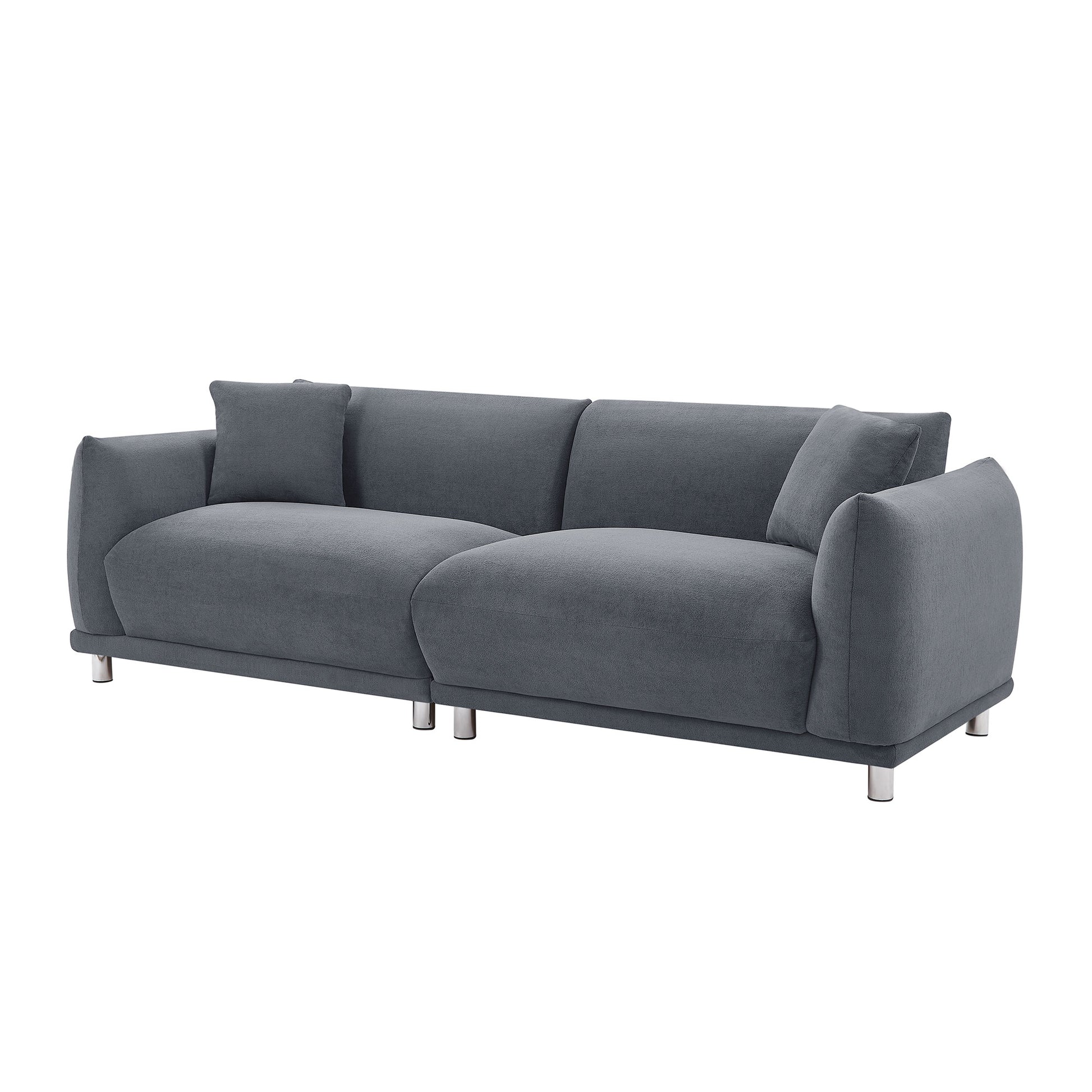 88.58" Sofa, Comfy Sofa Couch With Extra Deep Seats, Modern Sofa Bread Like Sofa With 2 Pillows And Metal Feet With Anti Skid Pads, Dark Grey. Dark Grey Polyester