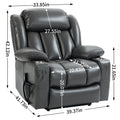 Dual Motor Infinite Position Up To 350 Lbs Leatheraire Power Lift Recliner Chair, Heavy Duty Motion Mechanism With 8 Point Vibration Massage And Lumbar Heating, Stainless Steel Cup Holders, Grey White Metal Primary Living Space Heavy Duty Pine Grey Faux